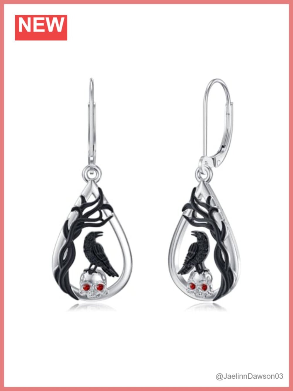 925 Sterling Silver Halloween Crow Black Cat Pumpkin Skeleton Drop Earrings